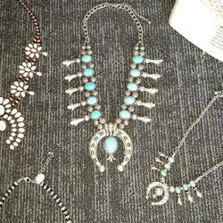 Navajo Squash Blossom Turquoise Neck peace 