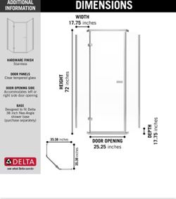 Delta 38 in. W x 72 in. H Neo-Angle Pivot Frameless Corner Shower Enclosure in Stainless with Clear Glass