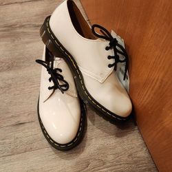 New Women Dr Martens White Patent Leather Shoes 9