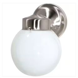 Nuvo Brushed Nickel Outdoor Hardwired Wall Lantern Sconce with No Bulbs Included