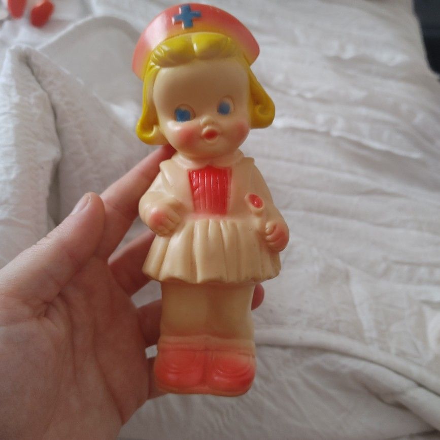 1950s Nurse Squeaky Toy Doll Vintage 