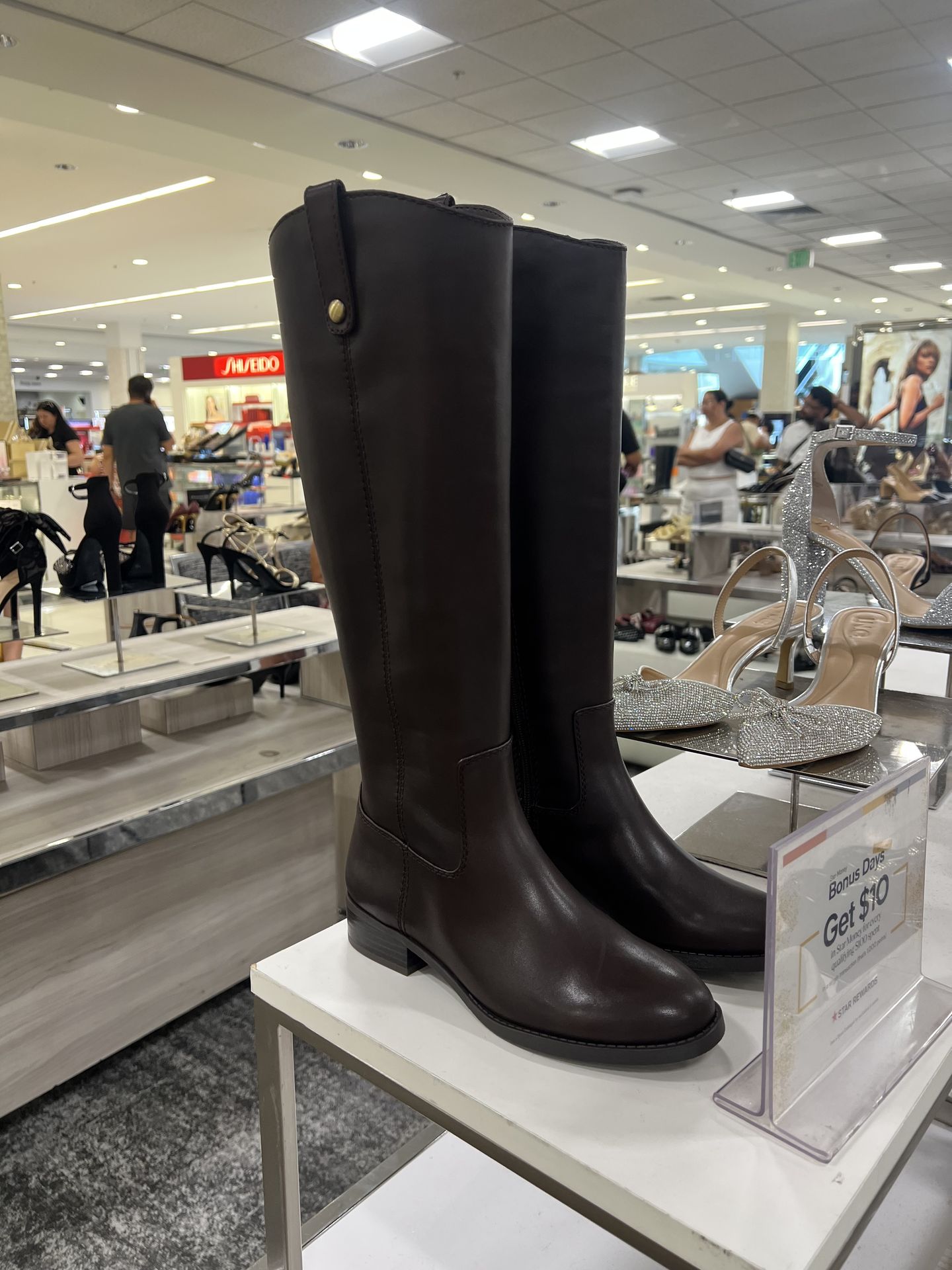 Fawne Leather Knee High Boots, Size 8, Chocolate, Women, Wide Calf