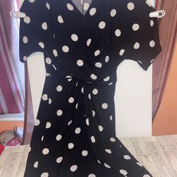 Black & White Polka Dot Dress -adult Small 