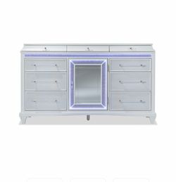 Glamour white 6 drawer dresser LED LIGHT Like New