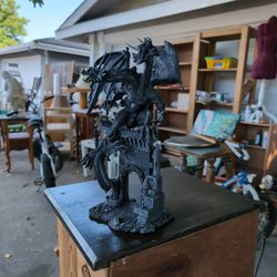 2 Headed Dragon Antique Collector Black Statue Figure Resin Cast