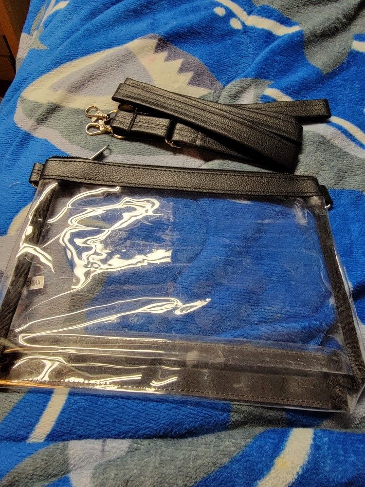 Travel Makeup Bag Clear with black trim