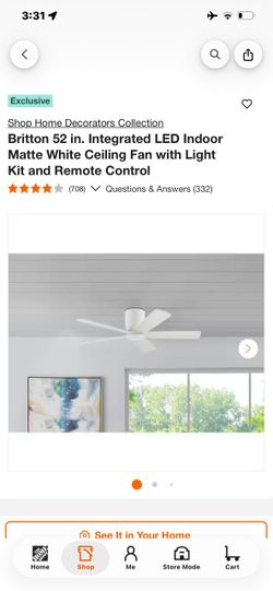 Britton 52 in. Matte White LED Ceiling Fan