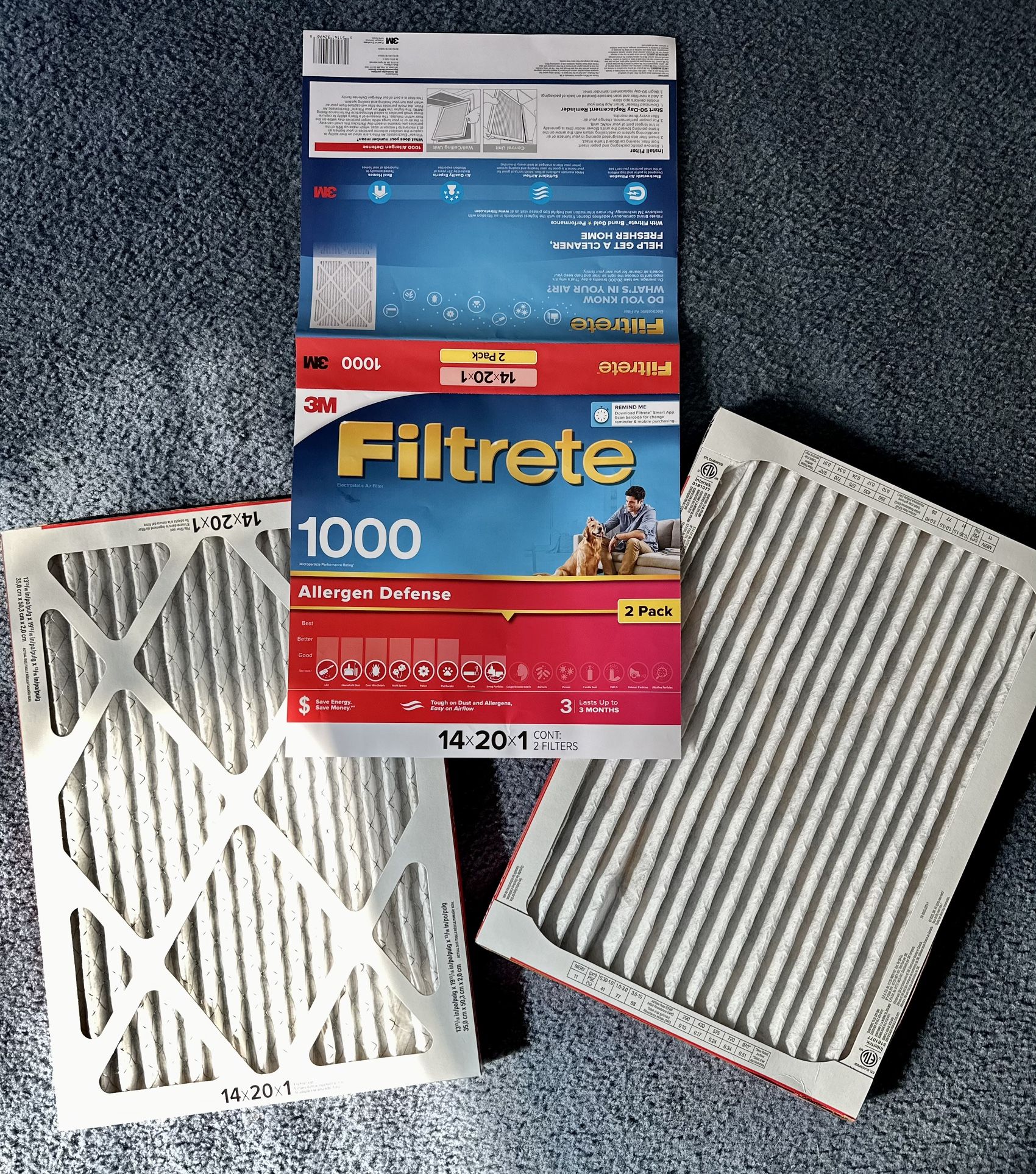 2 Pack Air Filter 14x20x1