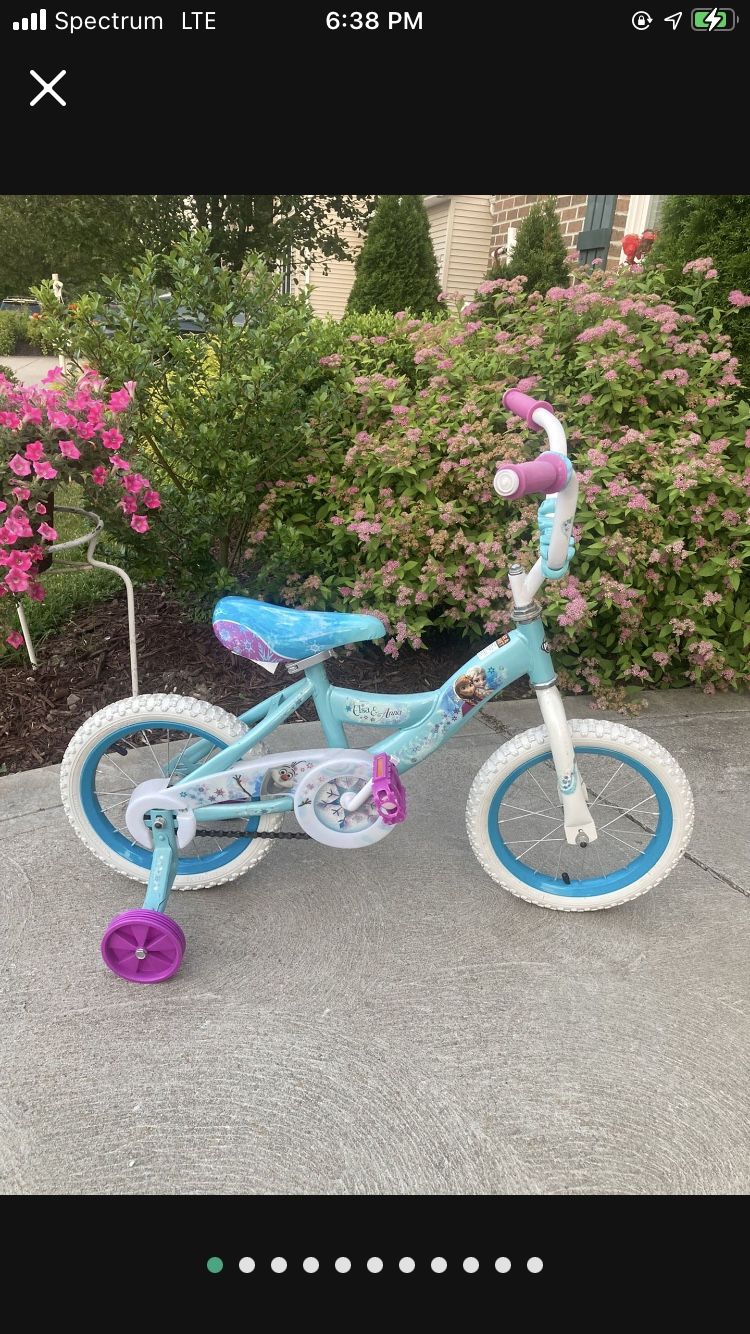 Disney Elsa Frozen 12” Bike With Training Wheels