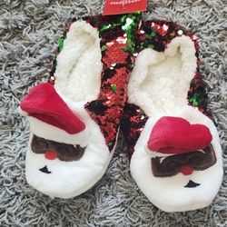 Target Red and Green Sequin Santa Slippers
