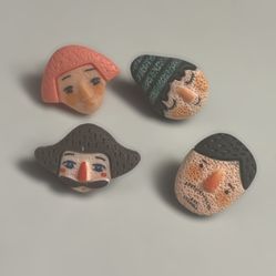 Polyresin Figure Face Stud Earrings - Women’s Jewelry 