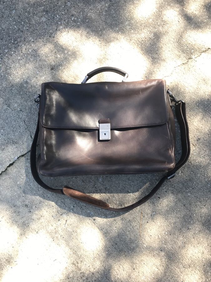Calvin Klein brown leather briefcase