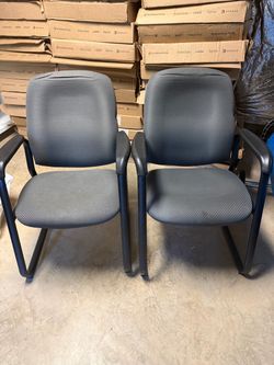 Gray Fabric Office Guest Chairs – Set of 2