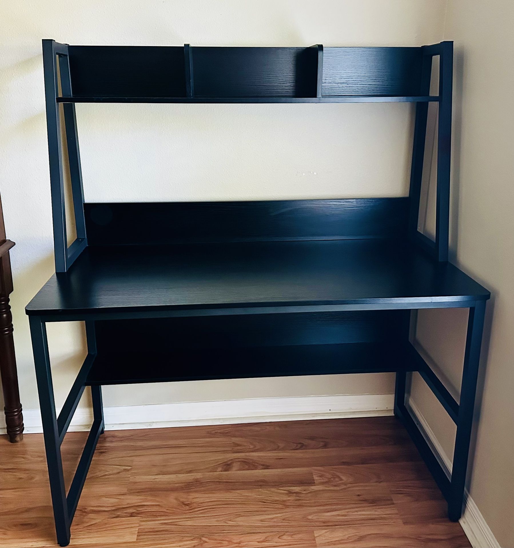 Black IKEA Desk With Shelves