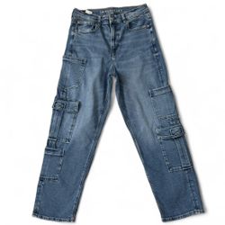 American eagle Stretch Super High-Waisted Baggy Straight Cargo Jeans