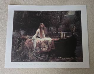The Lady Of Shalott by J.W Waterhouse Vtg Art Poster 22x28" Preraphaelite