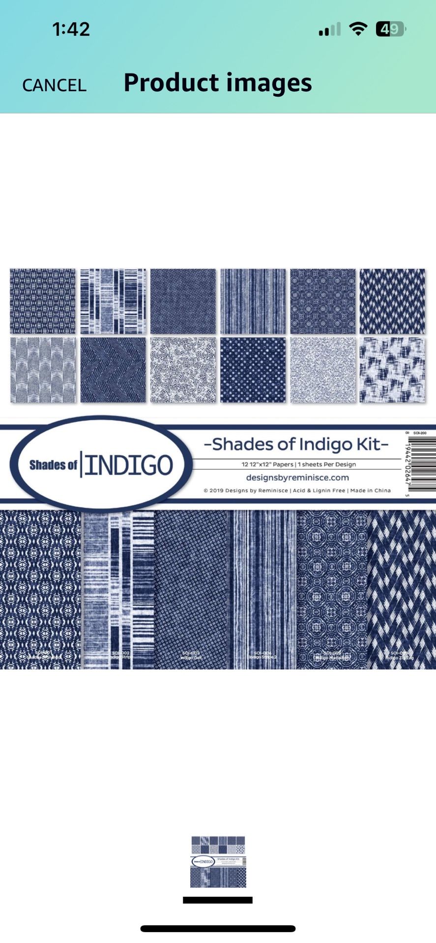 Reminisce Shades of Indigo Blue Scrapbook Collection Kit, 11- 12 X 12 Inch Cards