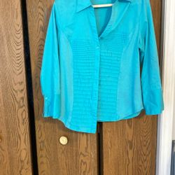 Long sleeve aqua shirt, size XL