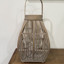 Boho Wood Lantern (15.5” Tall)