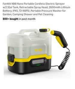 Fanttik NB8 Nano Portable Cordless Electric Sprayer w/2.1Gal Tank, Retractable Spray Head, 2600mAh