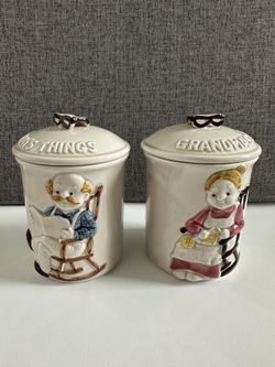 Vintage Grandpa and Grandma’s Things Enesco 1978 Canister with Lid