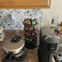 Nespresso Coffee Machine With Pods And Cuisinart Belgium Waffle Maker 
