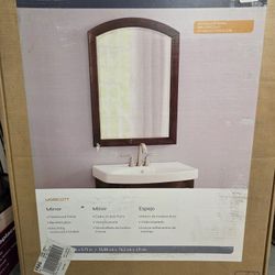 Beautiful Wall Framed Mirror, Brown Frame, 22 X 30