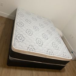 Queen mattress pillow top set with box spring (2pc - new)