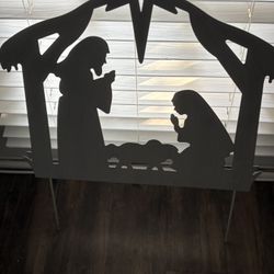 Nativity Yard Metal Sign 