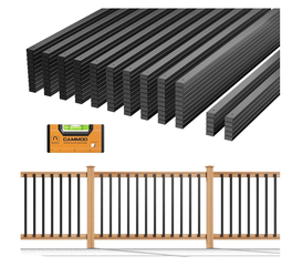 110 Pcs 38'' Square Deck Balusters, Straight Rectangular Porch Railing Kit with Level, Pre-Installed End Cap & Screws, Anti-Rust Spindles for Balcony,