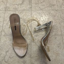 Fashion nova clear strapped heels 