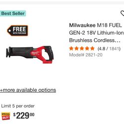 Milwaukee Sawzall M18 Makita Dewalt Senco Construction 