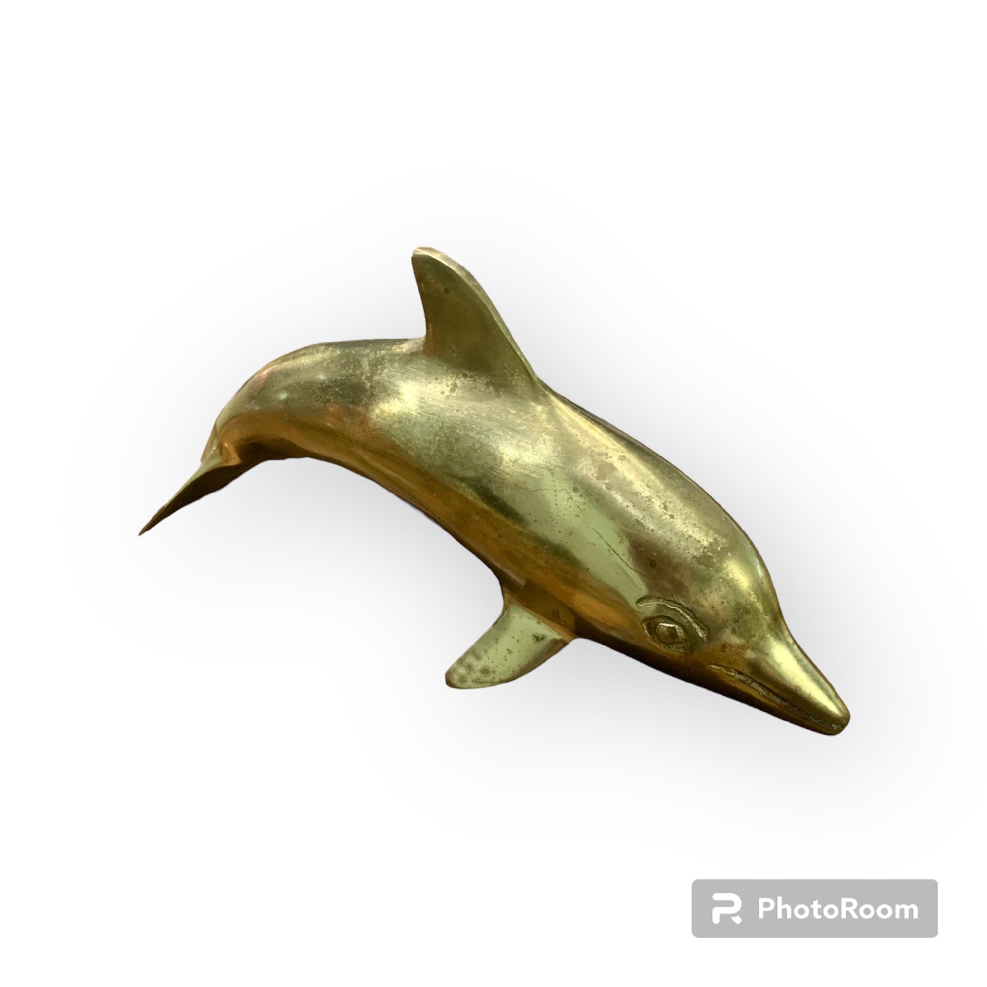 Vintage Brass Dolphin Sculpture 8” Large