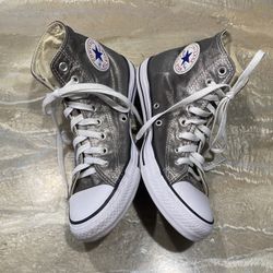 Converse All Star Silver Sneakers Shoes Size Men’s 8 / Women’s 10 