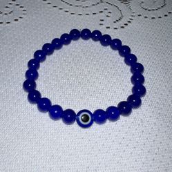 Royal Blue Evil Eye Crystal Bead Bracelet - New