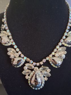 Vintage Juliana hematite crystal necklace book piece