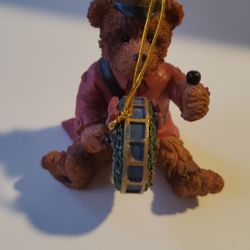 4" Marching Band Bear With Wreath Drum Figurine 