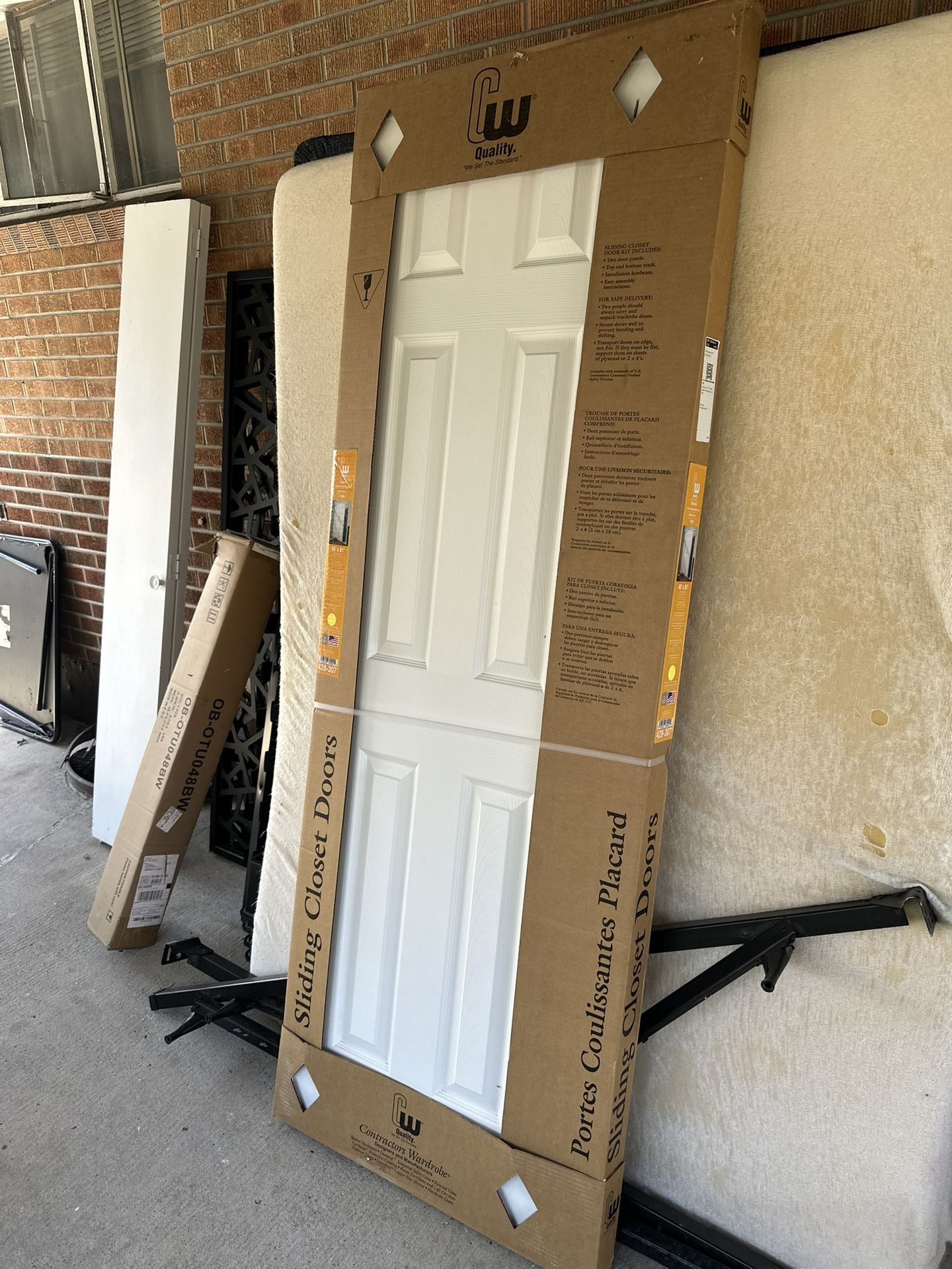 48 in. x 81 in. Colonial White Steel Prefinished Hardboard Panels Framed Interior Sliding Door