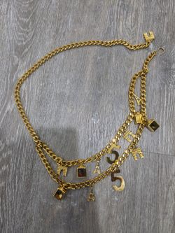 Gold-Tone Chain Belt with Paris Charms