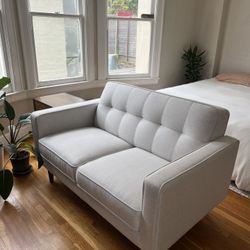 Living Spaces White Loveseat