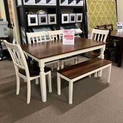 Whitesburg Dining Table with 4 Chairs and Bench🛑$10 Down Payment Finance 🛑New