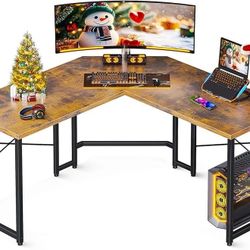 L Shaped Gaming Desk, Corner Gaming Table for Home Office, Computer Desk Sturdy Writing Workstation for Small Space, Easy to Assemble, 51 inch, Rustic