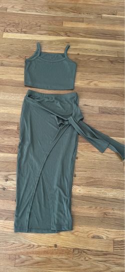Ribbed Crop Top and Midi Skirt Set