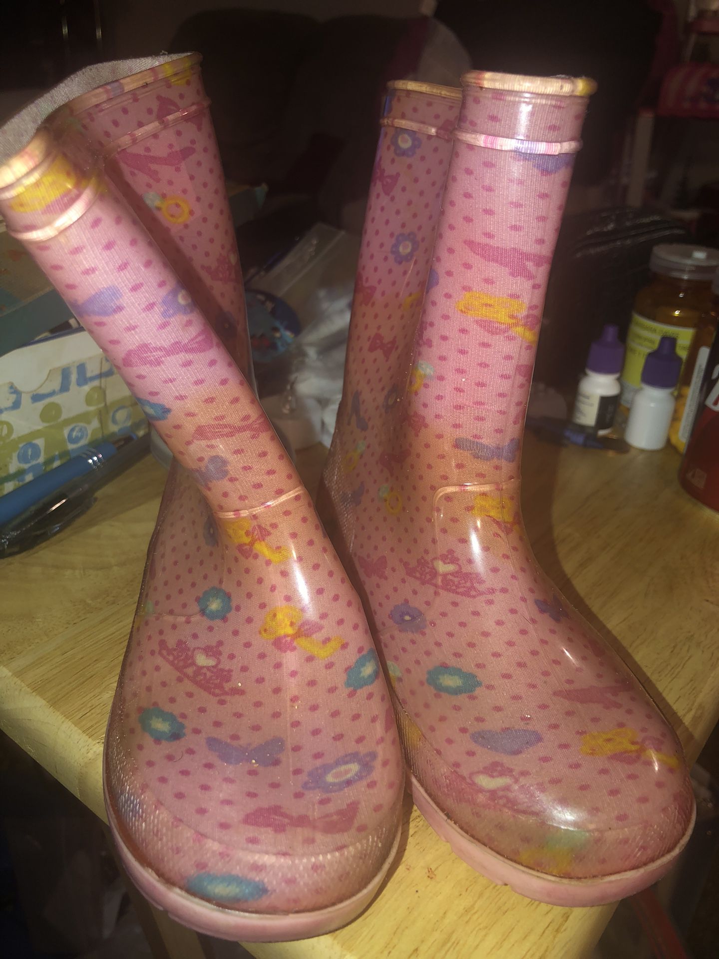 Disney Pretty Pink Rain Boots. Size 10C