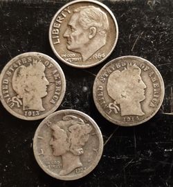 Lot of 4 Silver Dimes