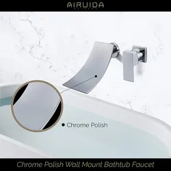 Wall Mount Bathtub Faucet, Tub Filler with Waterfall Tub Spout