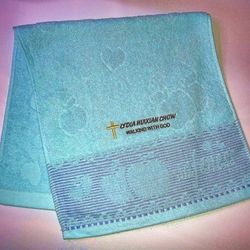 Apple Love Heart Fashion Soft  Cotton Embroidery Bath Towel 28 * 13 inchesI ( Blue )