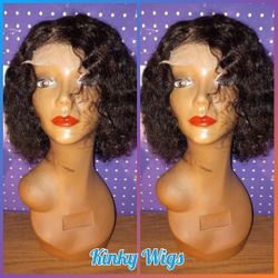 12" Bohemian Virgin Curly Glueless Human Hair Wig 