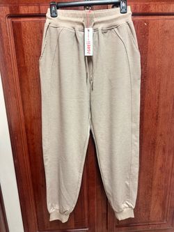 Women's Beige Jogger Pants – Casual Drawstring Track Joggers size S