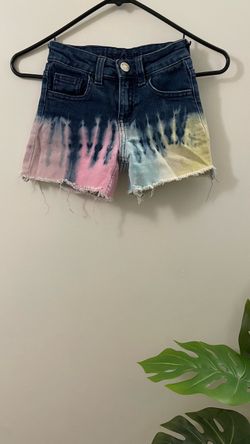 Justice Girls Tie-Dye Distressed Denim Shorts – Size 7